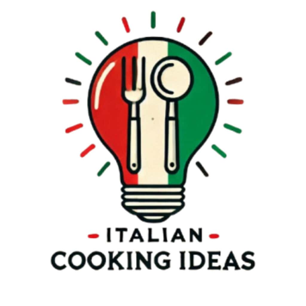 Italy flag themed light bulb with cutlery, representing Italian cooking ideas and recipes for authentic Italian cuisine.