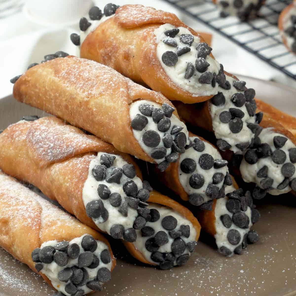 Cannoli with Ricotta Filling and Chocolate Chips