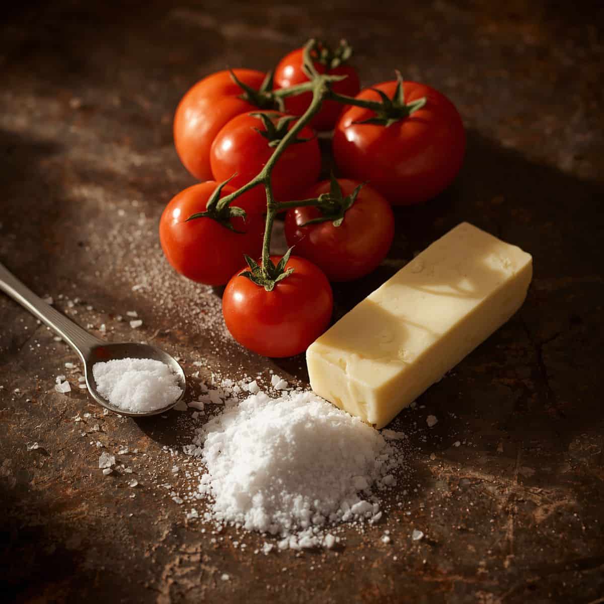 How to Balance Salt, Fat & Acid Like an Italian Chef with Fresh tomatoes, cheese, and salt for Italian cooking recipes.