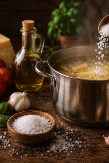 The right way to salt pasta water. how much salt to add to pasta water by italian cooking ideas.